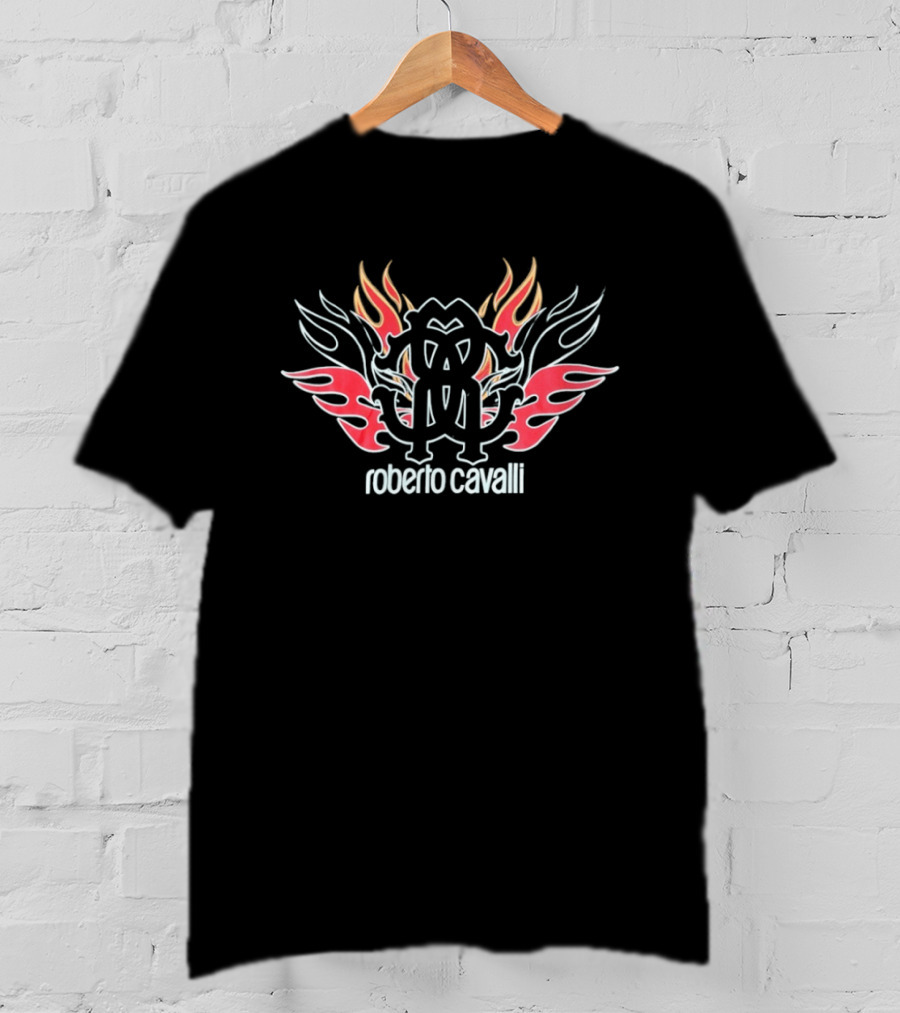 Roberto Cavalli Flaming Logo Fashion T-Shirt