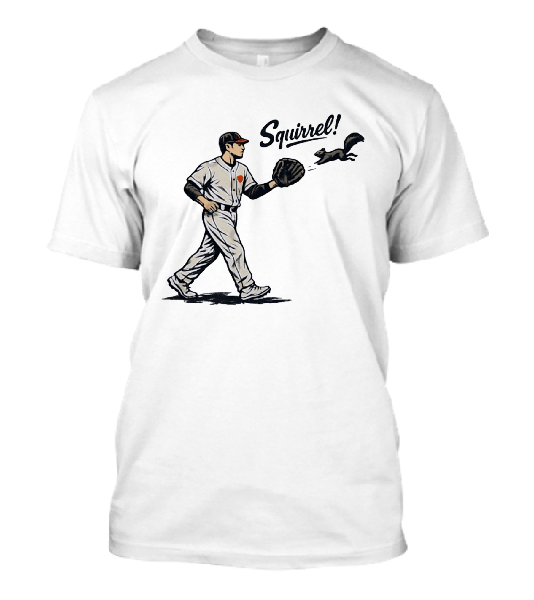 Baseball Player With Glove And Squirrel Chase T-Shirt