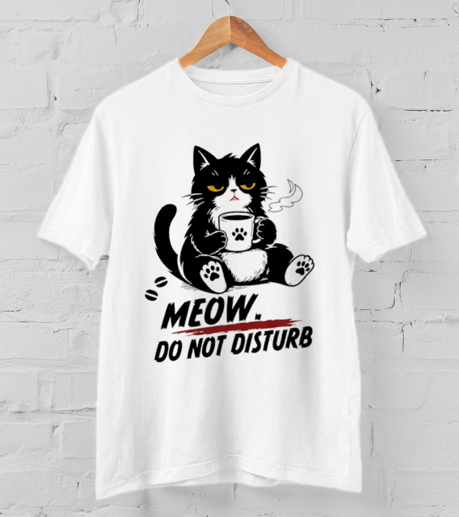 Meow Do Not Disturb Grumpy Cat Coffee Paw Stamp Vapor T-Shirt