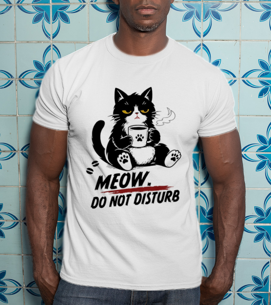 Meow Do Not Disturb Grumpy Cat Coffee Paw Stamp Vapor T-Shirt