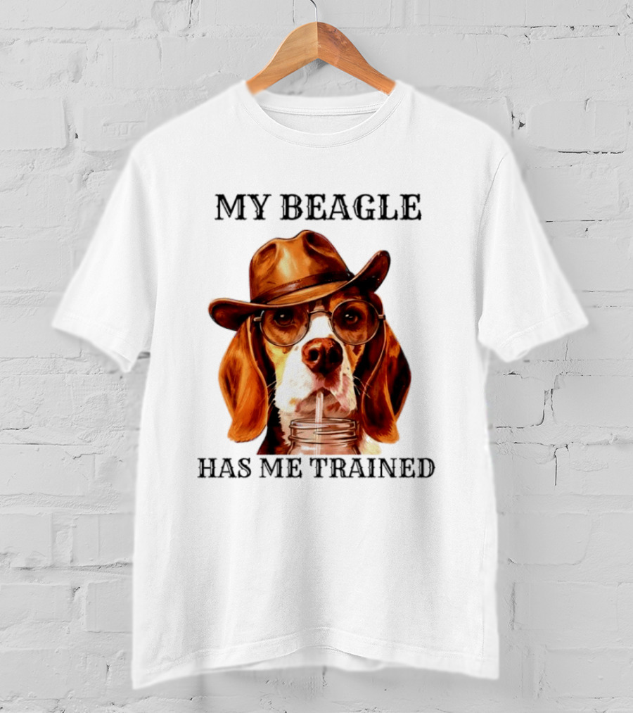 My Beagle Has Me Trained Cowboy Beagle With Hat And Glasses T-Shirt