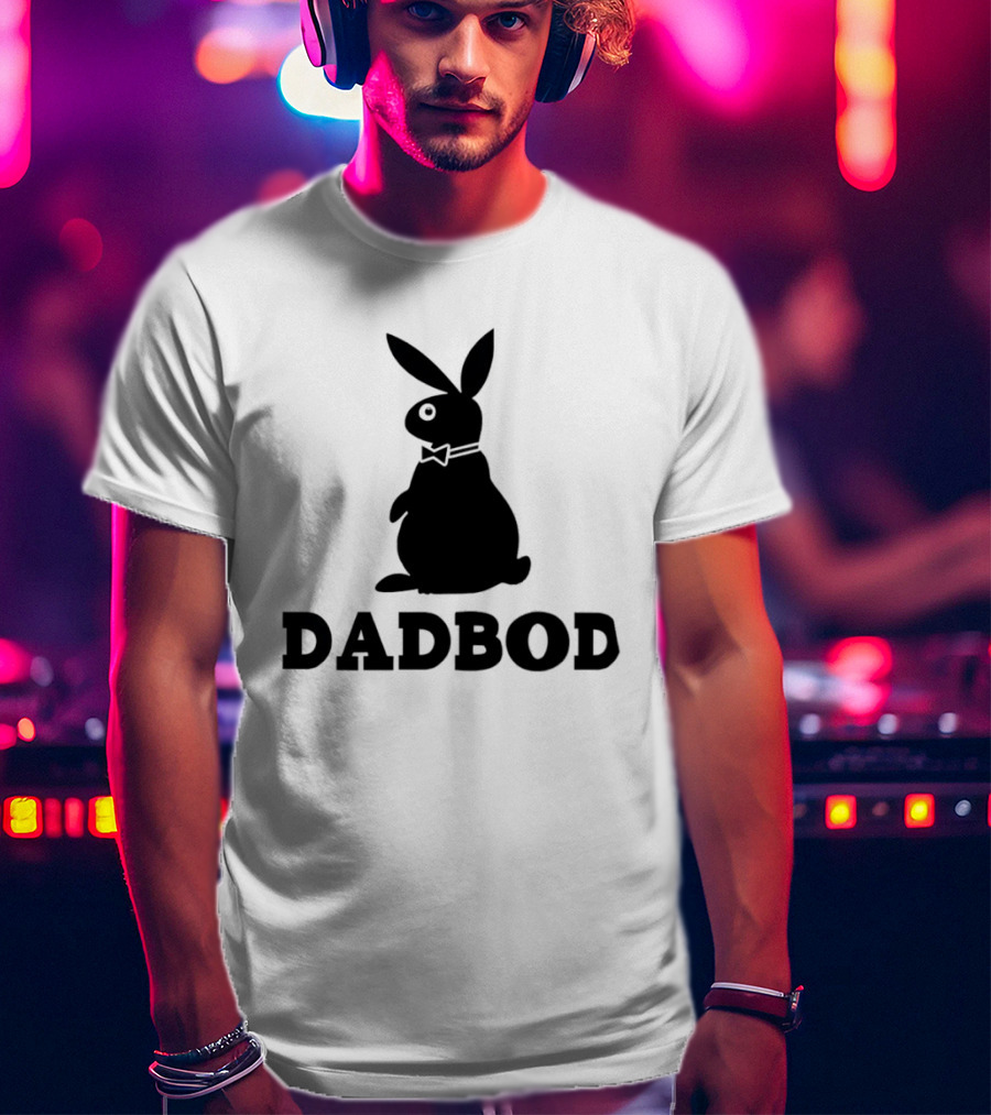 Dadbod Bunny Rabbit Dad Bod Fatherhood Humor Bow Tie T-Shirt