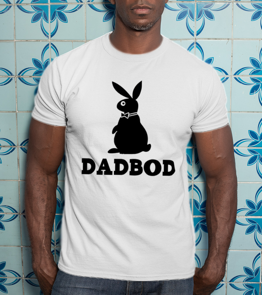 Dadbod Bunny Rabbit Dad Bod Fatherhood Humor Bow Tie T-Shirt