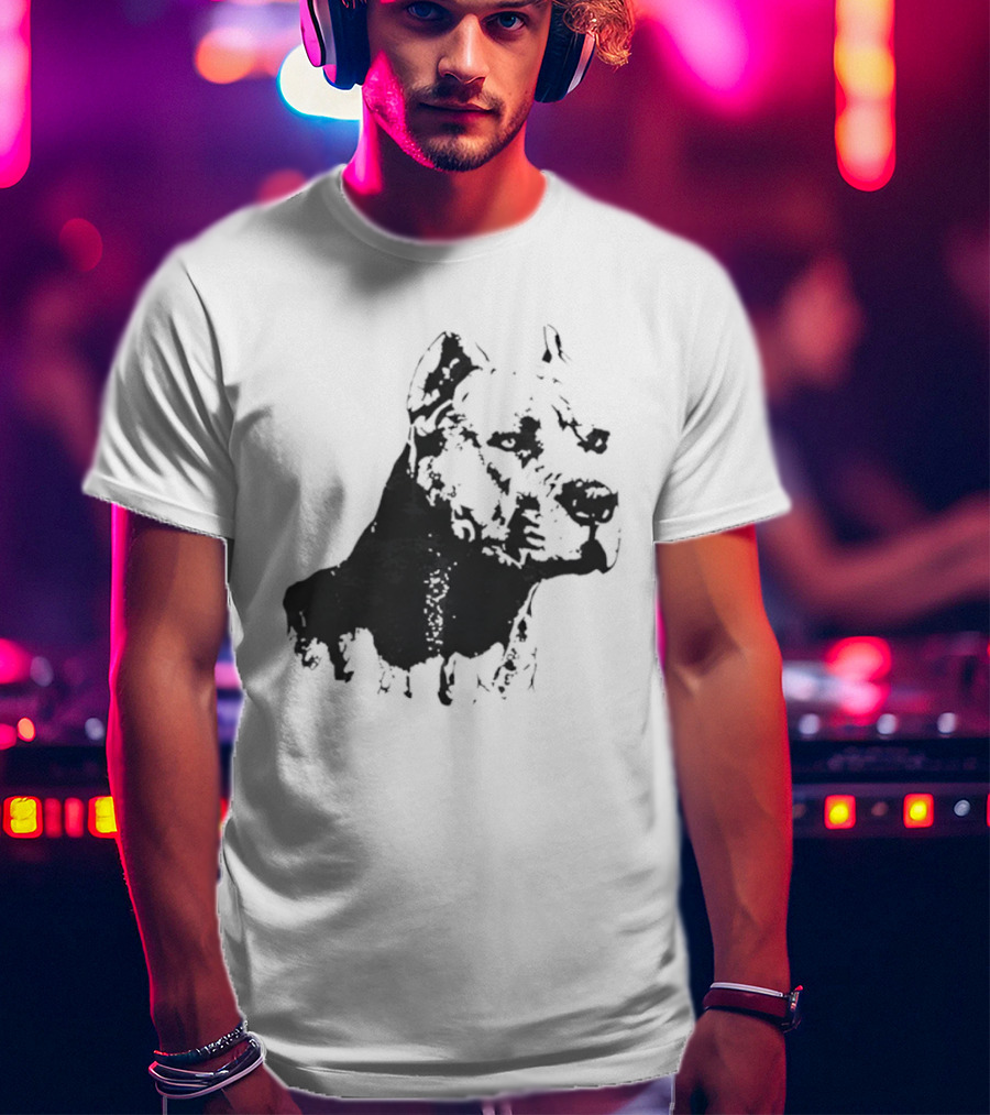 Distressed Pit Bull Dog Face Art For Dog Lovers T-Shirt
