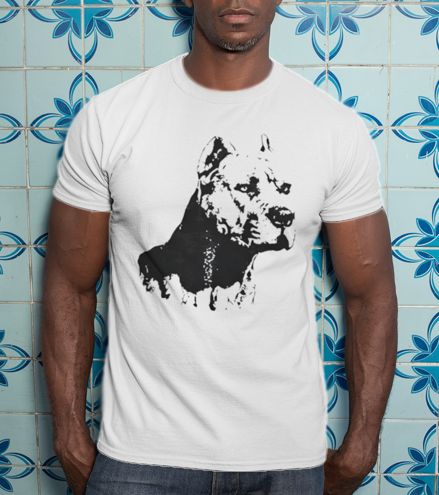 Distressed Pit Bull Dog Face Art For Dog Lovers T-Shirt
