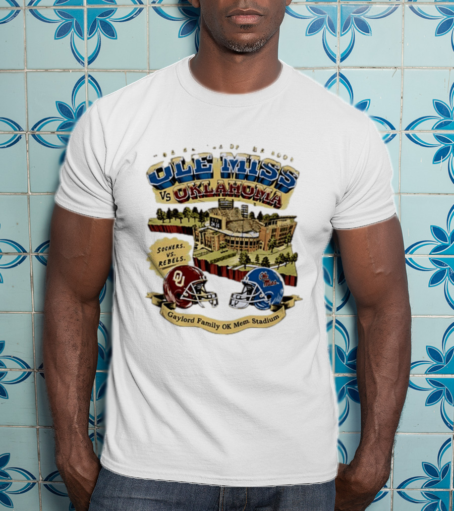 Ole Miss Vs Oklahoma Sooners Rebels Gaylord Family OK Mem Stadium T-Shirt