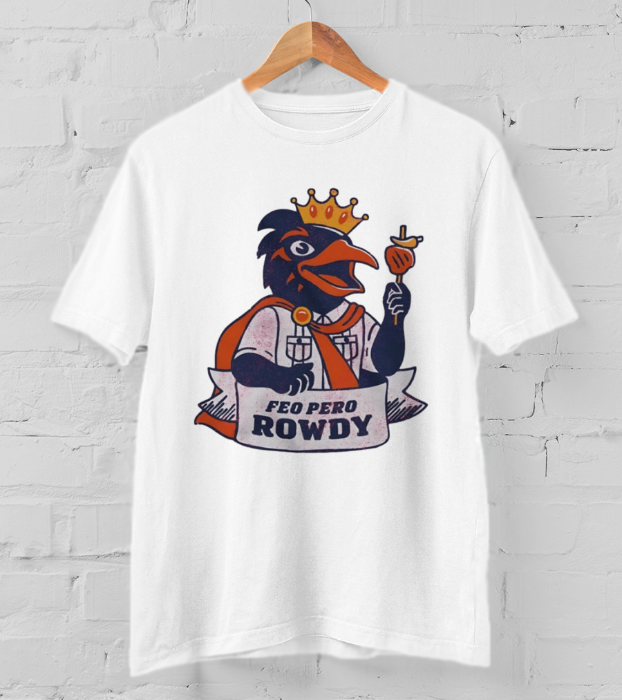 Feo Pero Rowdy Distressed Crow King Feopero With Skewer And Crown T-Shirt