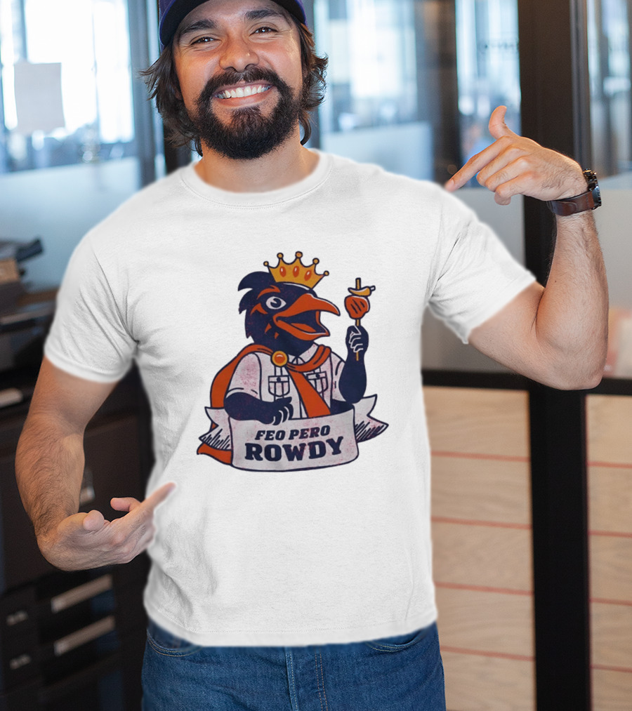 Feo Pero Rowdy Distressed Crow King Feopero With Skewer And Crown T-Shirt