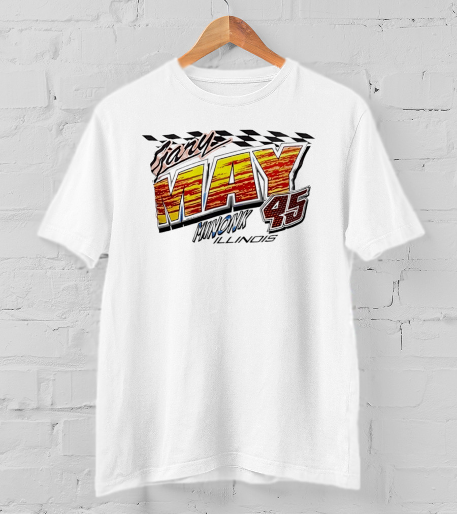 Gary May 45 Minonk Illinois Racing Motorsports Checkerboard T-Shirt