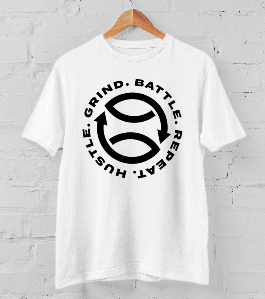 Grind Battle Hustle Repeat Motivational Cycle Arrows T-Shirt