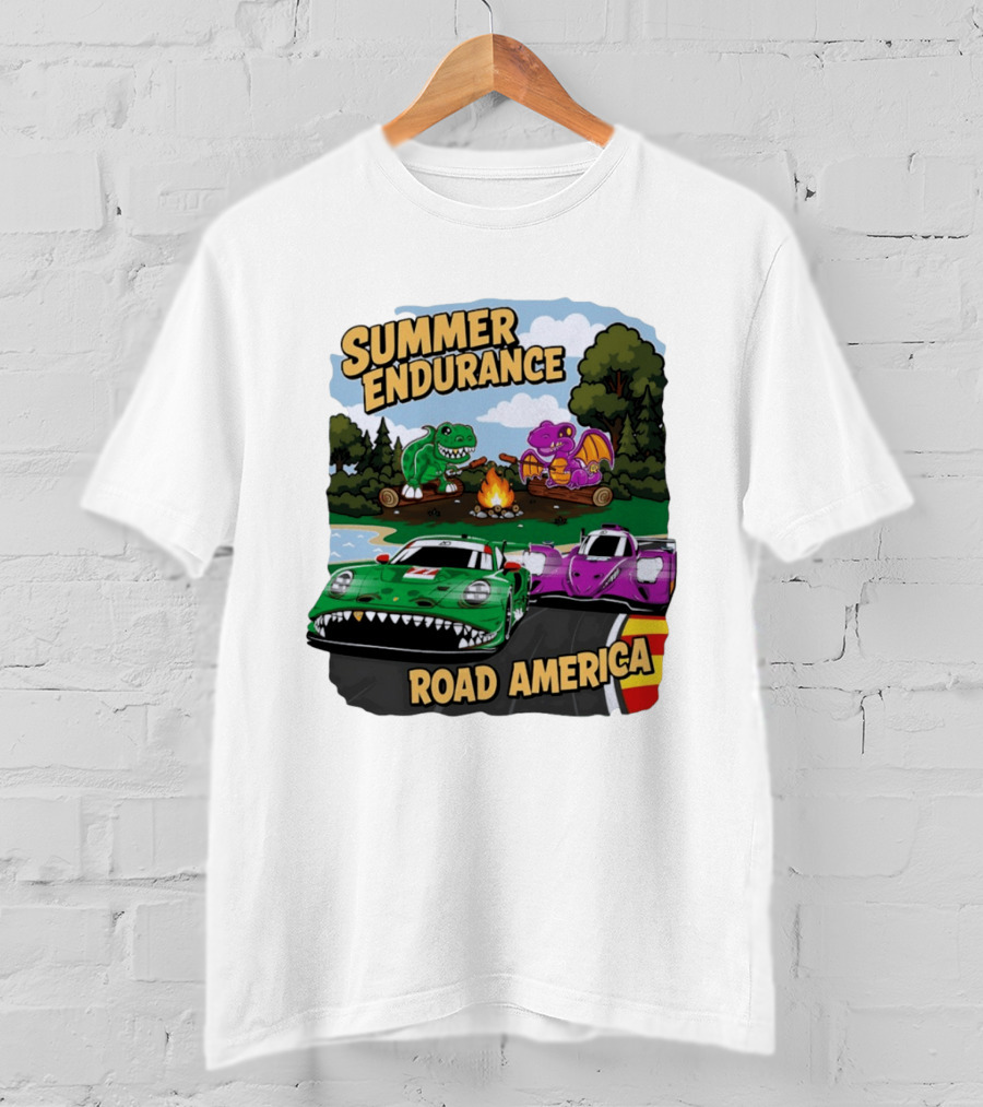 Summer Endurance Road America Racing With Dinosaurs And Dragons T-Shirt