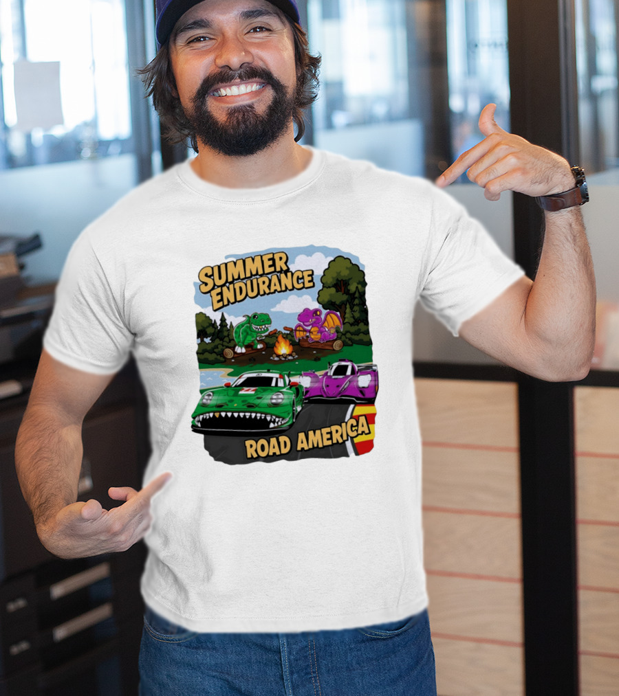 Summer Endurance Road America Racing With Dinosaurs And Dragons T-Shirt