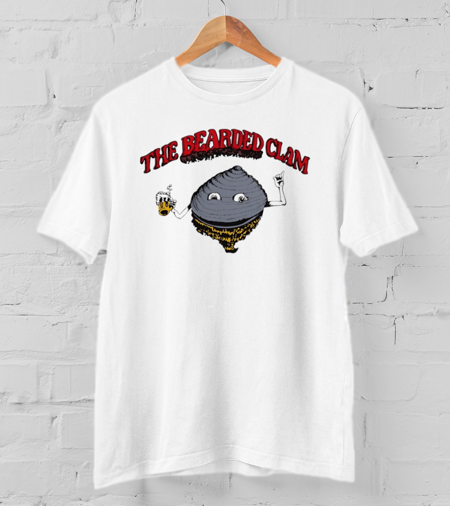 The Bearded Clam Cartoon Drinking Beer T-Shirt