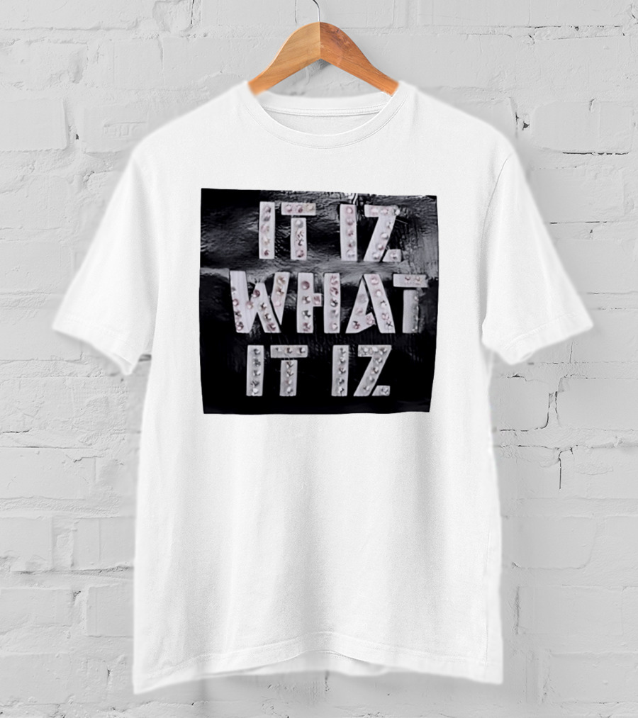 It Iz What It Iz Rhinestone Sparkly Slang Black T-Shirt