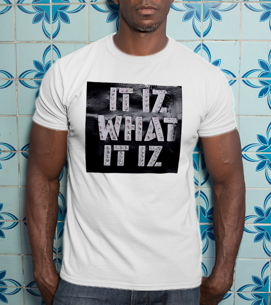 It Iz What It Iz Rhinestone Sparkly Slang Black T-Shirt