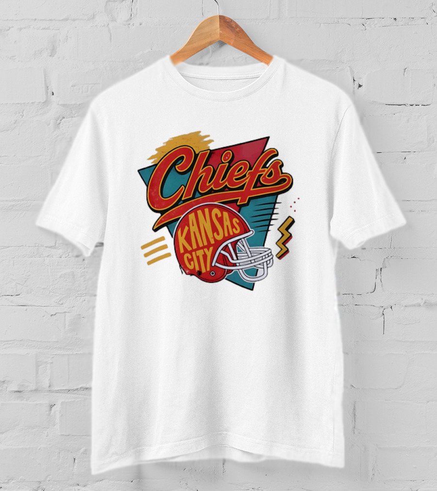 Kansas City Chiefs Helmet Retro Style Football T-Shirt