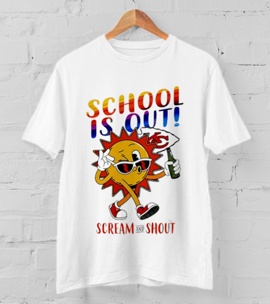Kansas City Chiefs Sun Character School Is Out Scream And Shout T-Shirt
