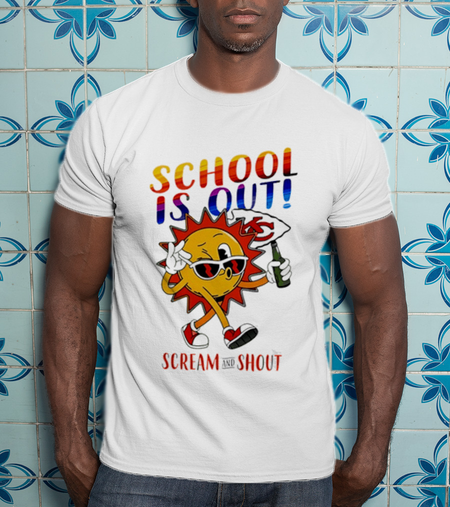 Kansas City Chiefs Sun Character School Is Out Scream And Shout T-Shirt