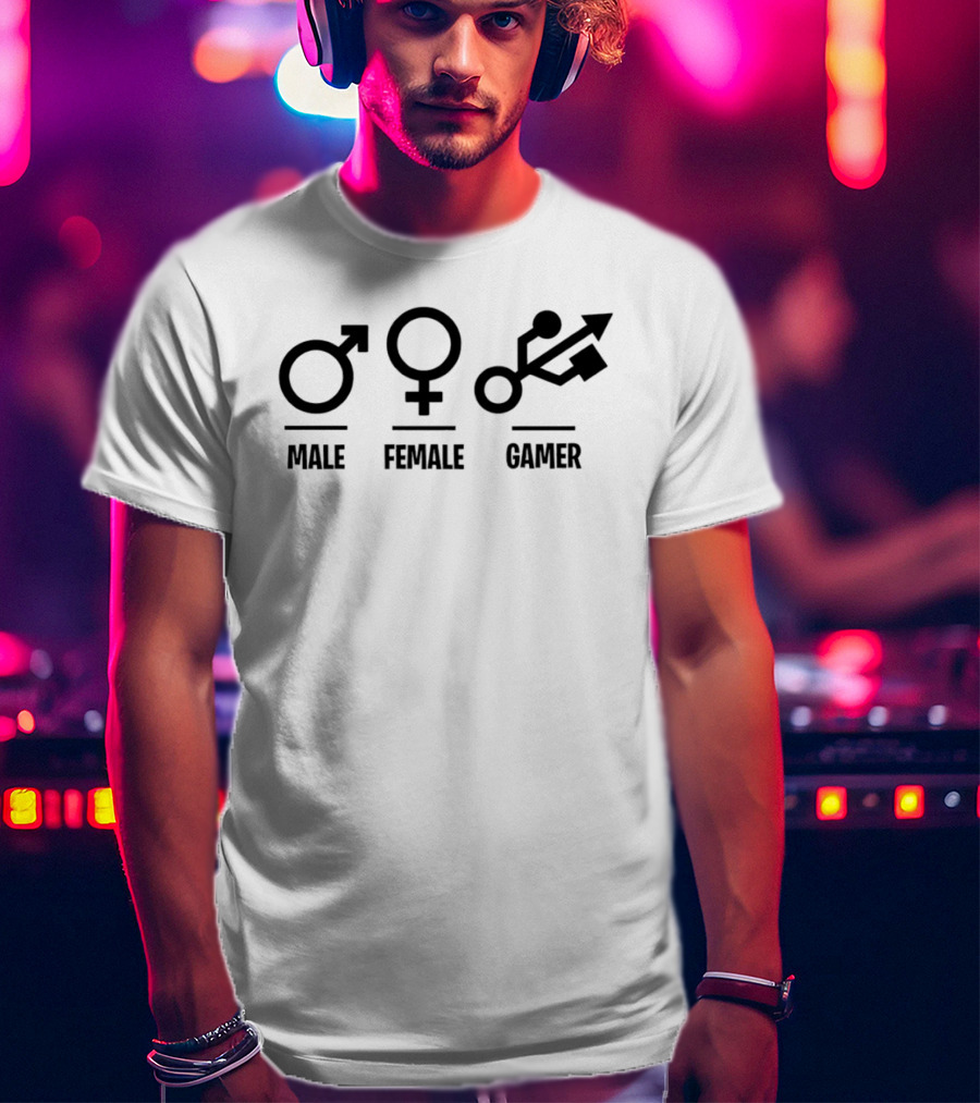 Male Female Gamer USB T-Shirt