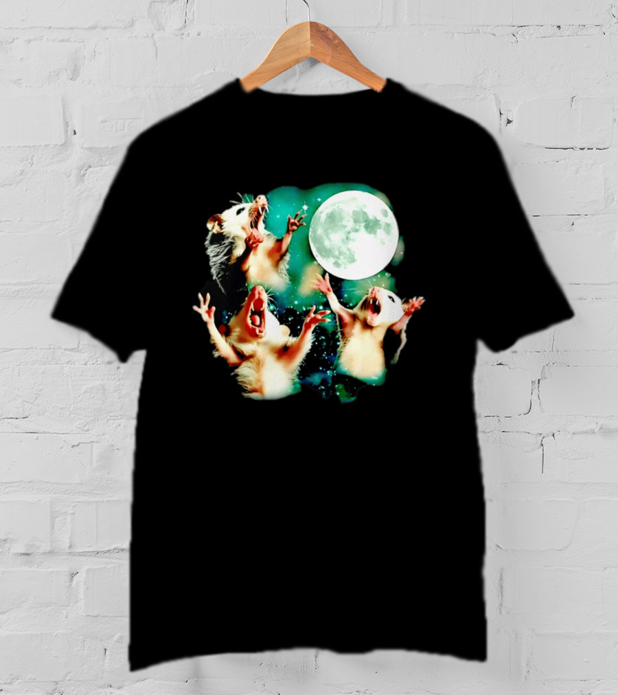 Screaming Opossums Howling At The Moon Opossum Moonlight Night Sky T-Shirt