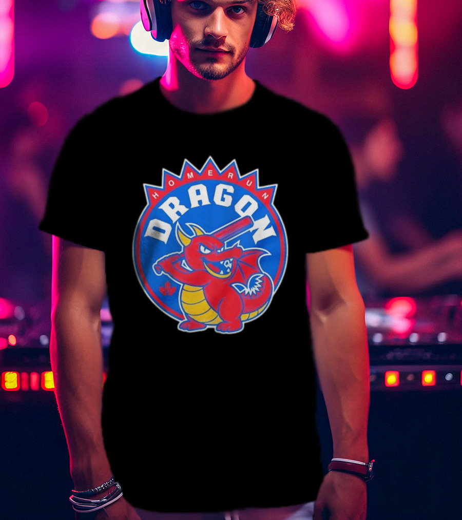 Homerun Dragon Toronto Blue Jays Batter With Red Bat And Maple Leaf T-Shirt