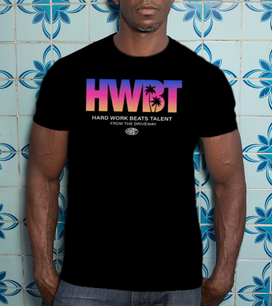 Hwbt Store Miami Sunset Hard Work Beats Talent Oversized T-Shirt