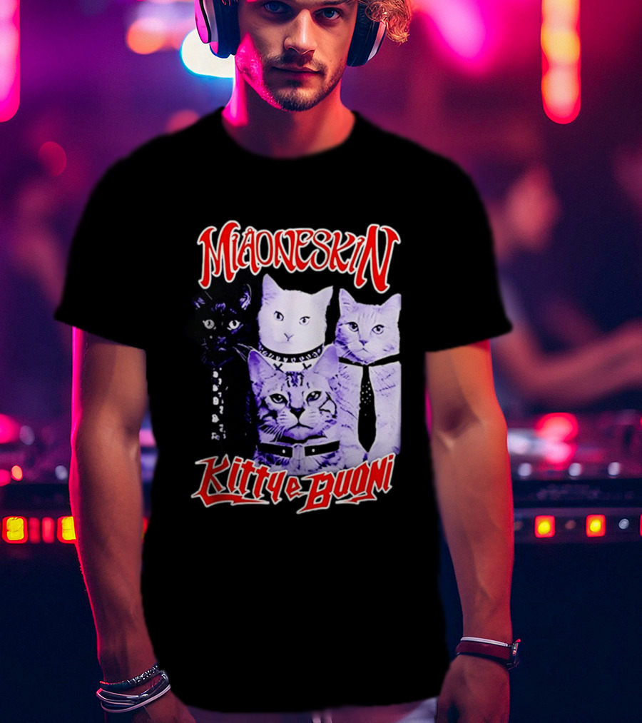 Miaoneskin Kitty E Buoni Maneskin Cats Band T-Shirt