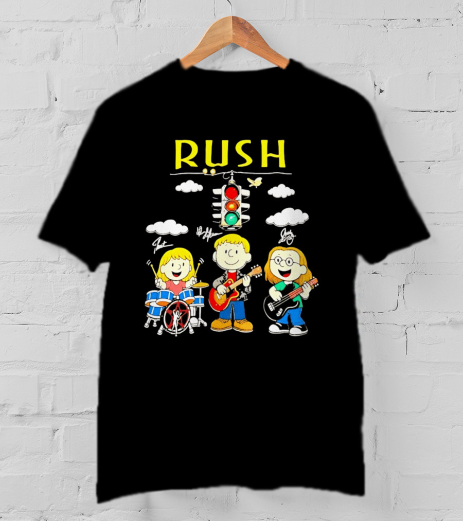 Rush Band Peanuts Parody Neil Peart Cartoon Traffic Light T-Shirt
