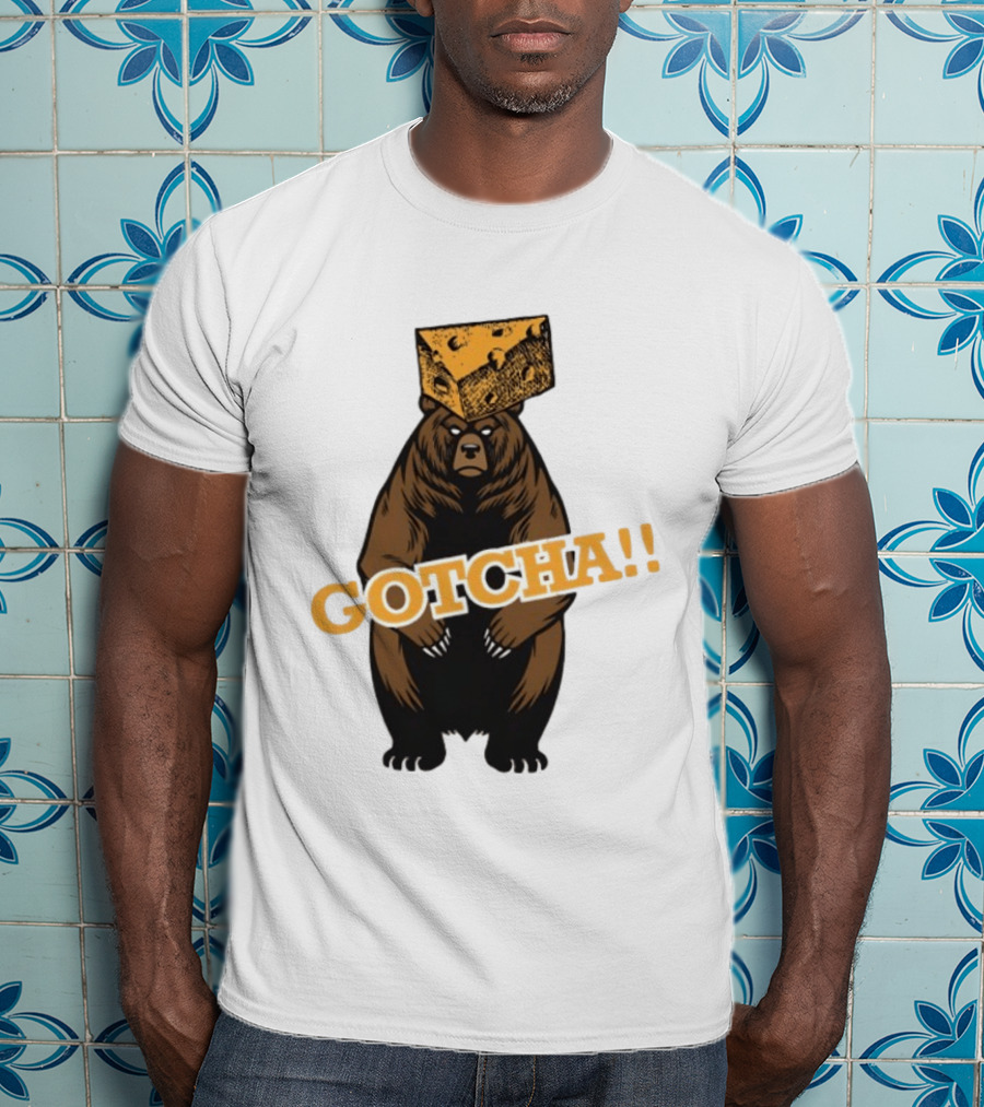 Bear Cheese Head Gotcha Green Bay Packers Fan T-Shirt