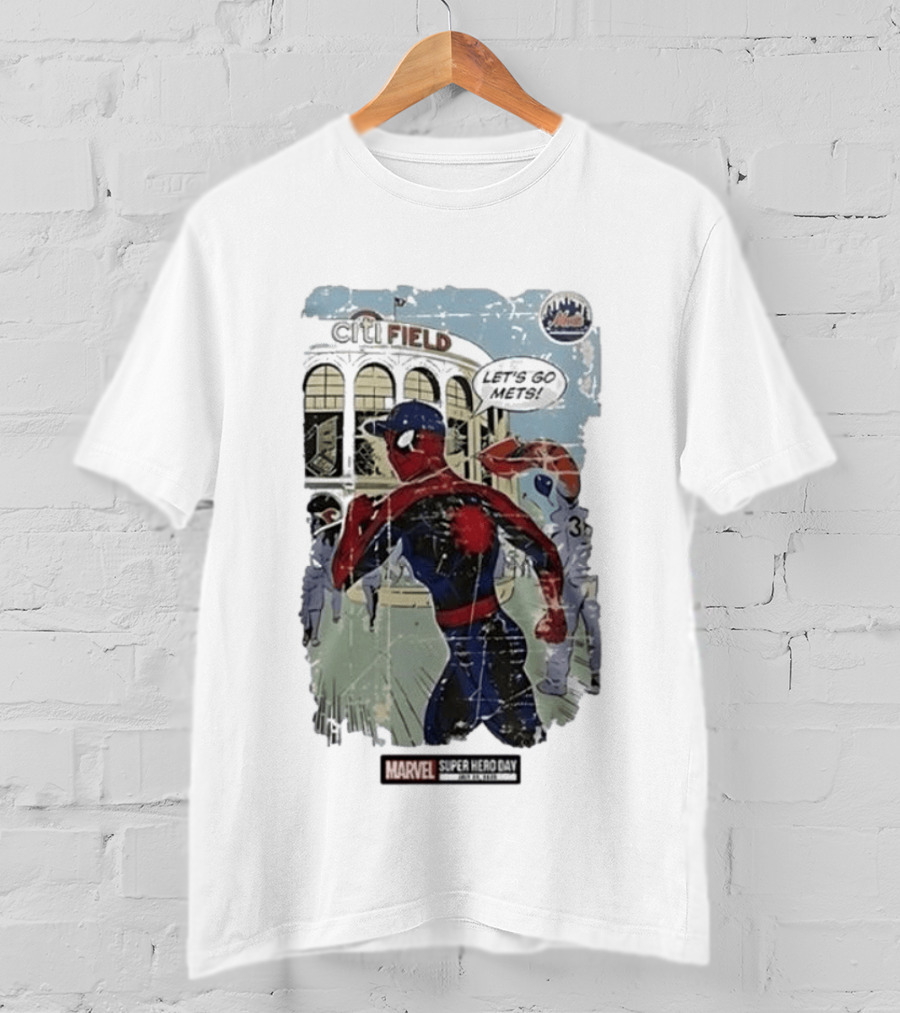 Citi Field Marvel Super Hero Day Spiderman Let's Go Mets 2026 T-Shirt