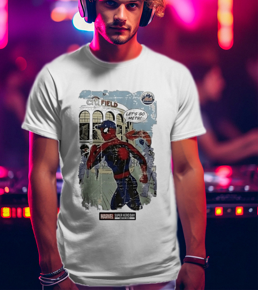 Citi Field Marvel Super Hero Day Spiderman Let's Go Mets 2026 T-Shirt