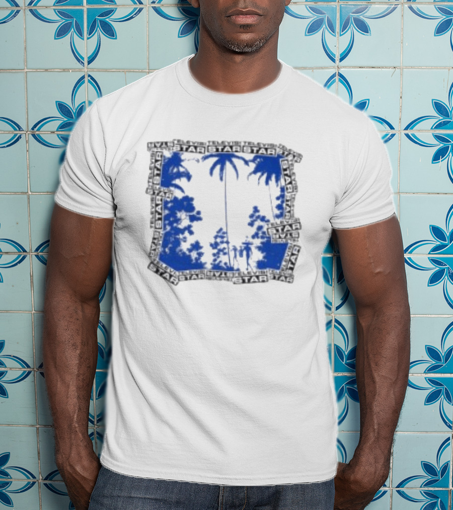 Televisi Star Catalog Store Paradise Blue White Palms T-Shirt