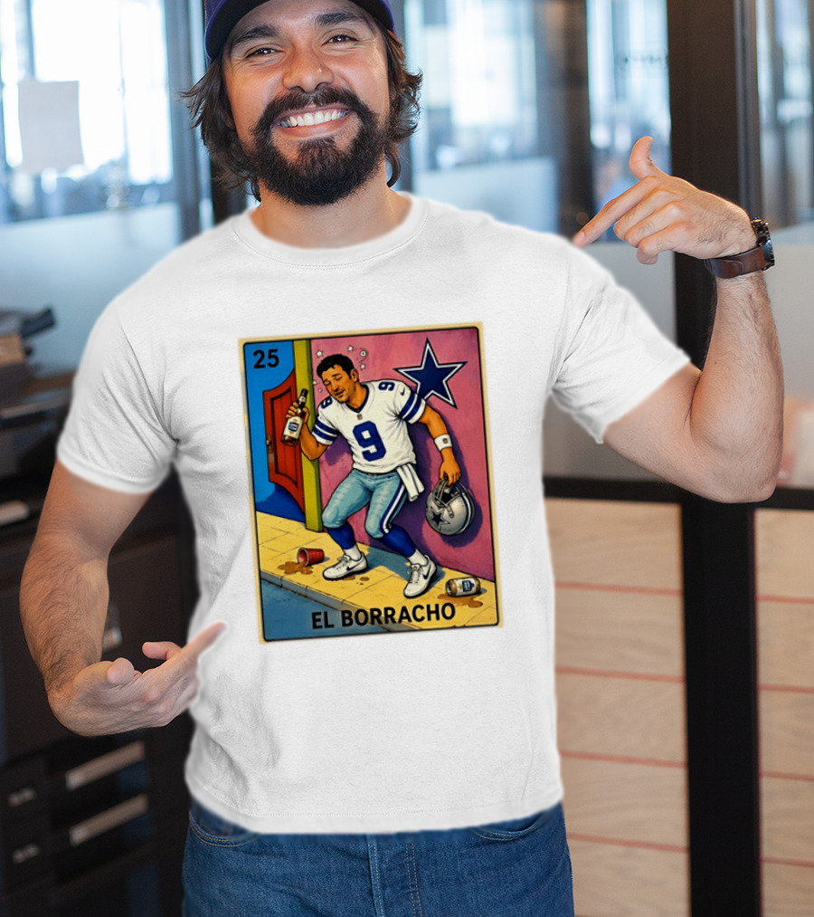 Tony Romo Dallas Cowboys El Borracho Loteria Card 25 T-Shirt