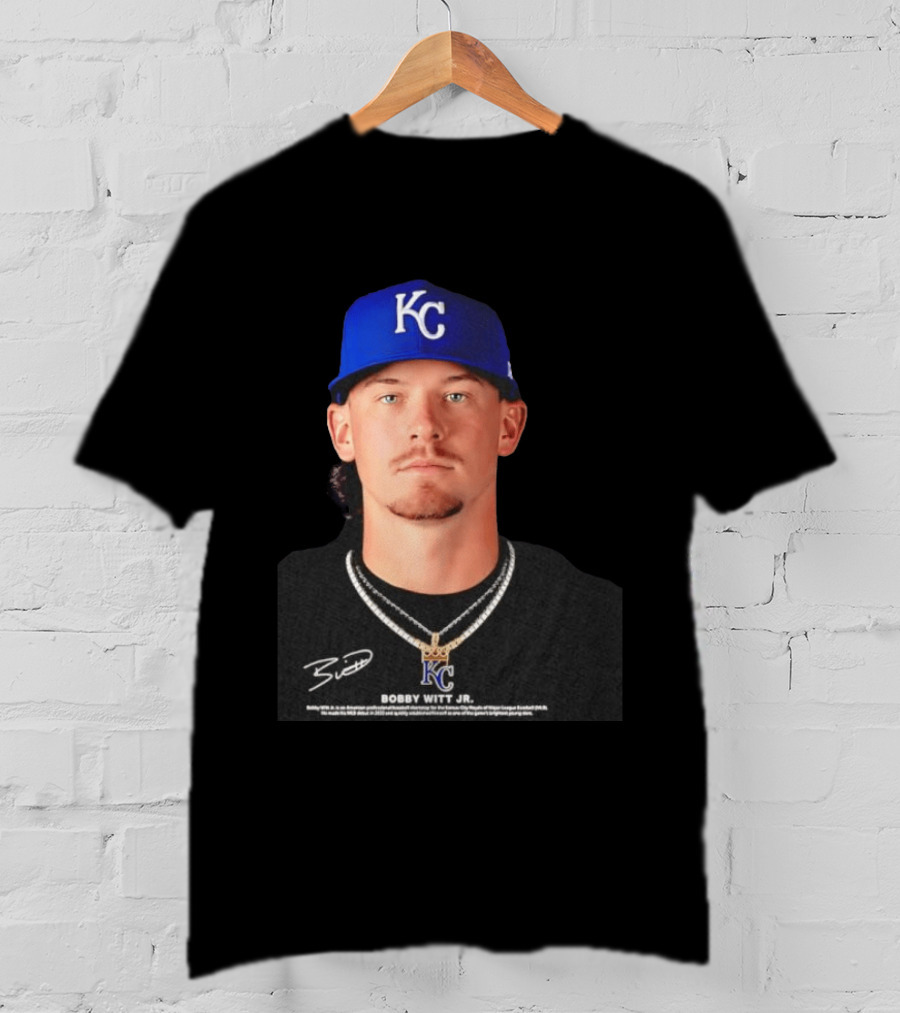Bobby Witt Jr Kansas City Royals MLB Player Portrait Featuring KC Cap And Signature T-Shirt
