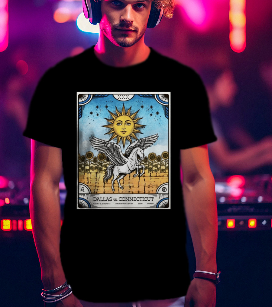 Dallas Vs Connecticut August 2 6pm CT College Park Center ESPN Disney Sunflower Pegasus Sun T-Shirt