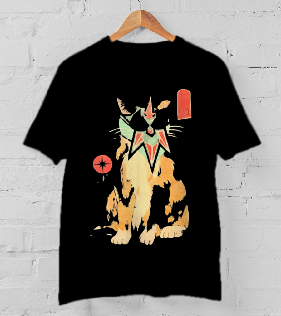 Shimbashi Masked Calico Cat Eastern Symbol And Star T-Shirt