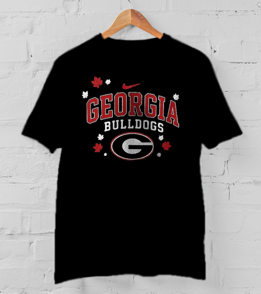 Georgia Bulldogs It's The Most Wonderful Time Of The Year Nike Logo Leafs G T-Shirt