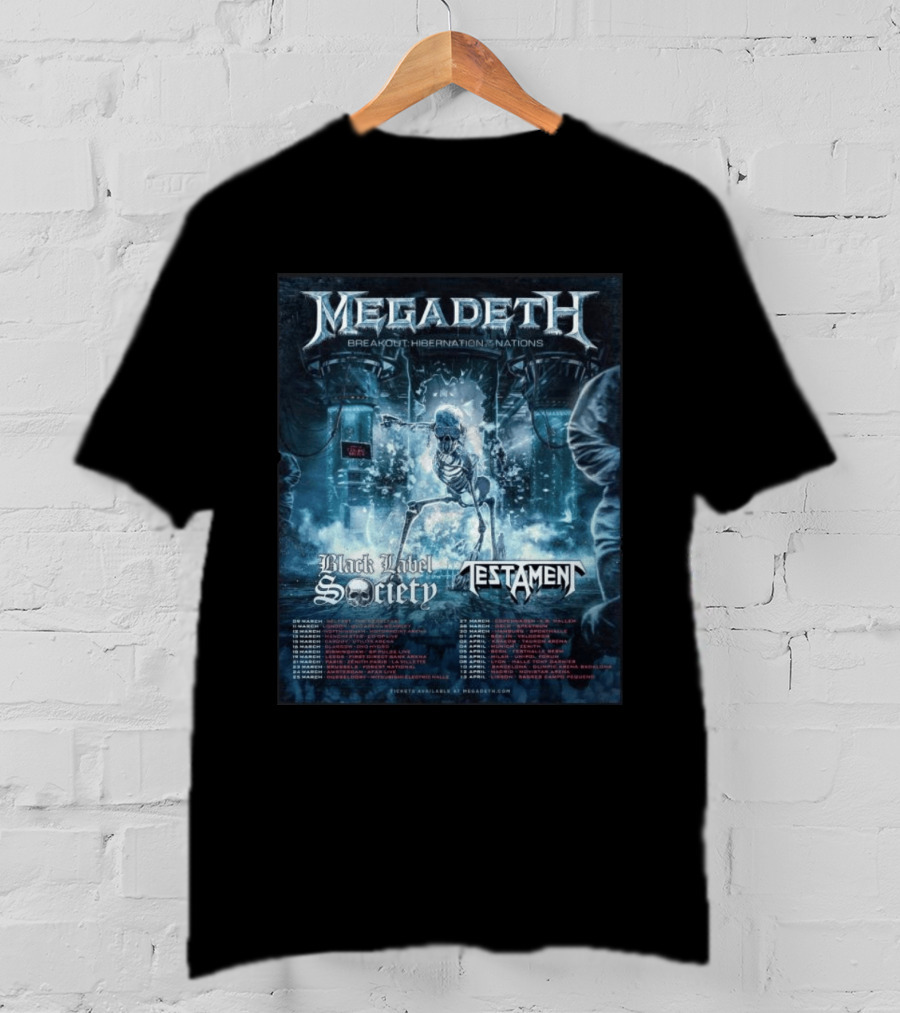 Megadeth Breakout Hibernation Nations Tour Black Label Society Testament T-Shirt