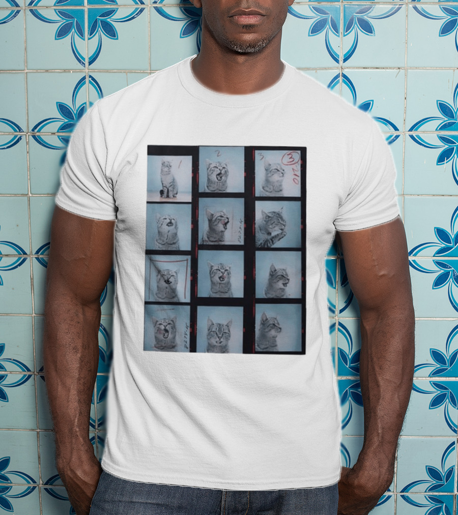 Tabby Cat Film Strip Series With Numbered Frames And Annotations T-Shirt