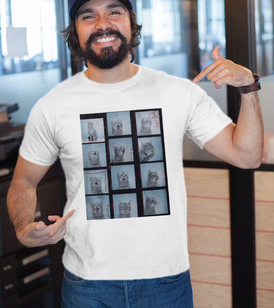 Tabby Cat Film Strip Series With Numbered Frames And Annotations T-Shirt