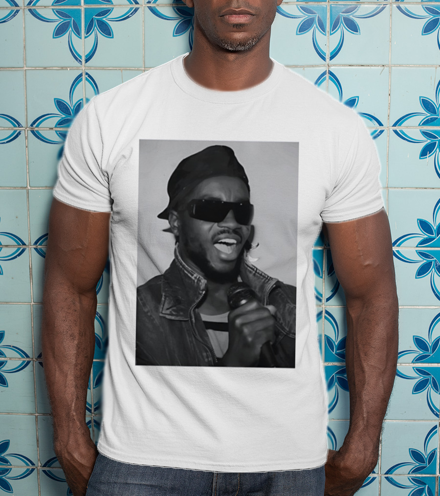 Ata Kak Iconic Ghanaian Musician Highlife Style Sunglasses Microphone Denim Jacket T-Shirt