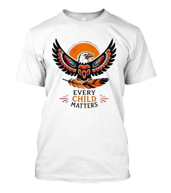 Every Child Matters Indigenous Eagle Feather Orange Sun T-Shirt