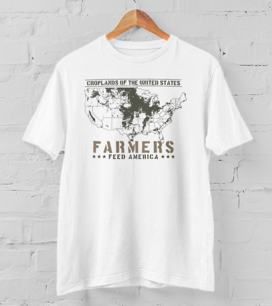 Farmers Feed America Croplands Of The United States Map T-Shirt