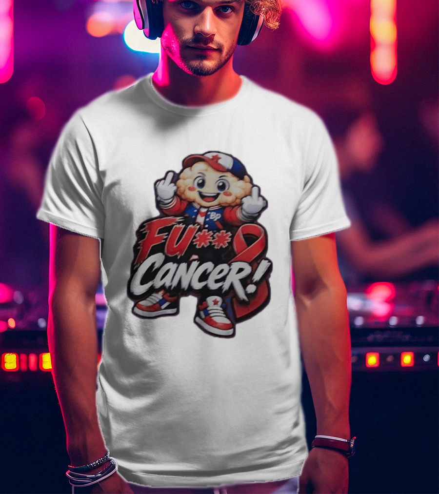 Fu Cancer BP Kid With Awareness Ribbon Support T-Shirt