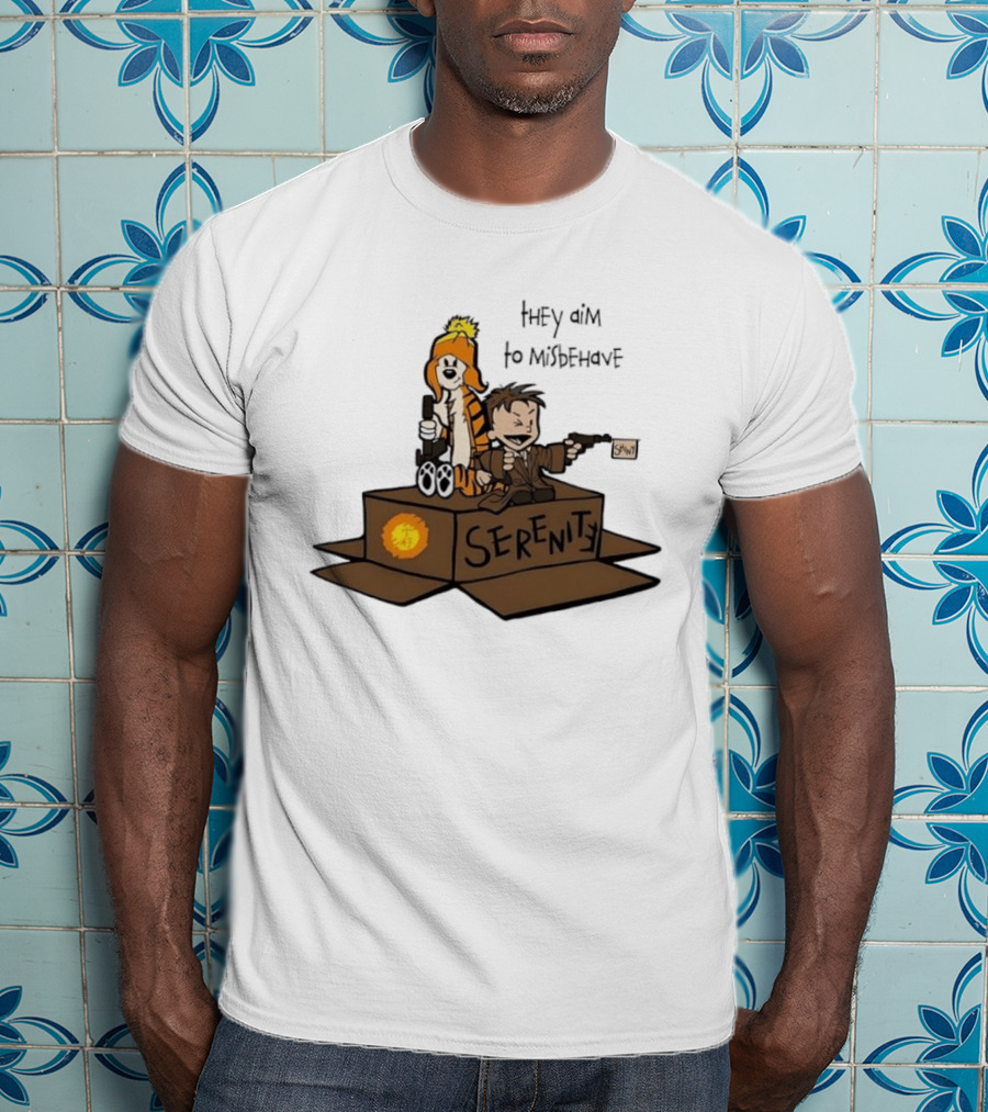 Malvin And Cobbes Serenity Hey Aim To Misbehave Box Gun Drawing T-Shirt