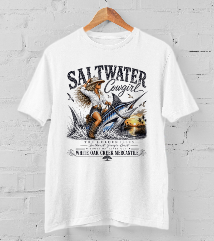 Saltwater Cowgirl The Golden Isles Southern Dream Coast White Oak Creek Mercantile T-Shirt