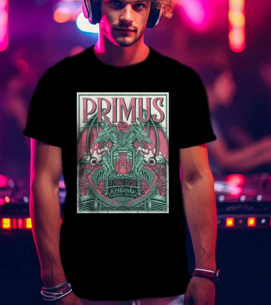 PRIMUS 3 Aug 2026 Križanke Ljubljana Slovenia Dragon T-Shirt