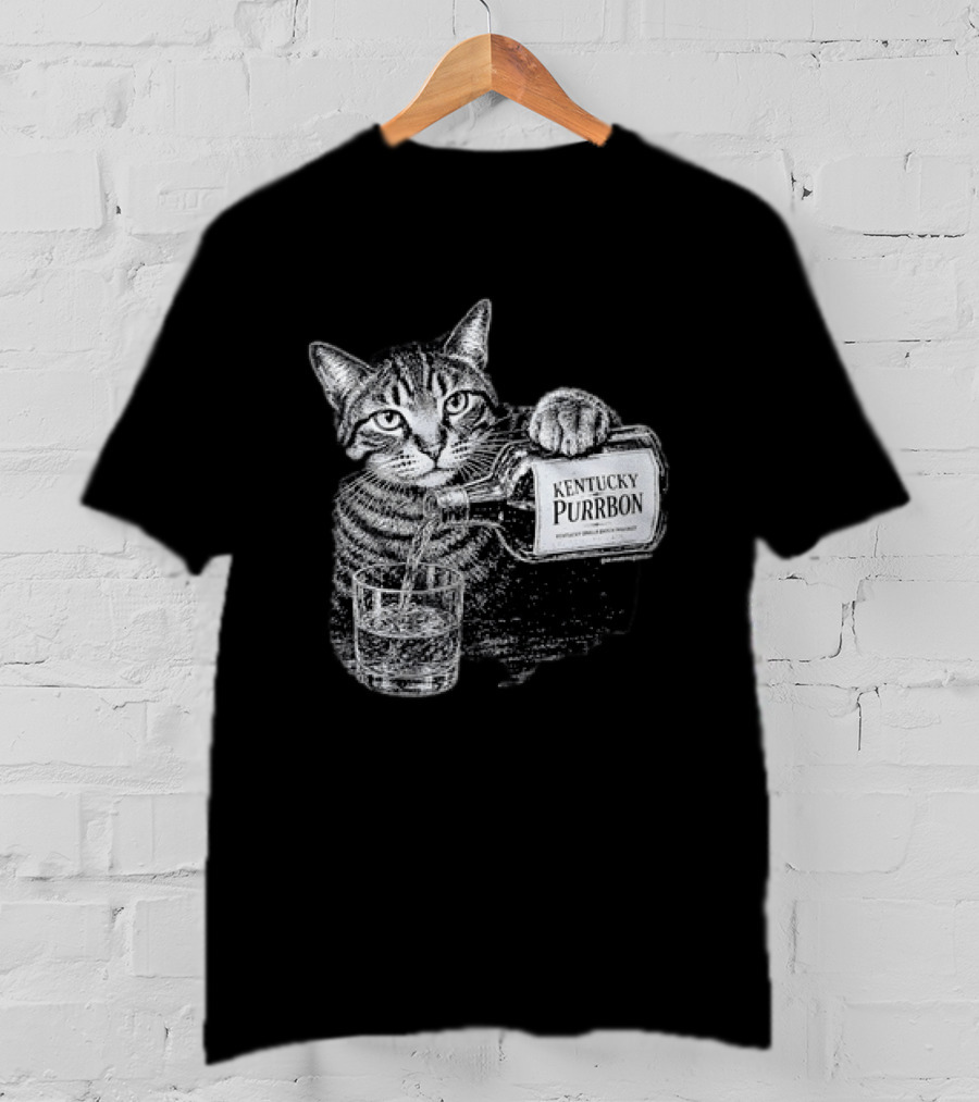 Kentucky Purrbon Cat Pouring Whiskey Bourbon T-Shirt