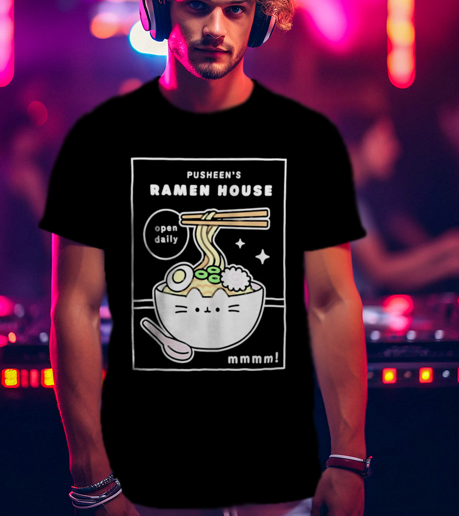 Pusheen's Ramen House Open Daily Noodles Kawaii Mmmm T-Shirt