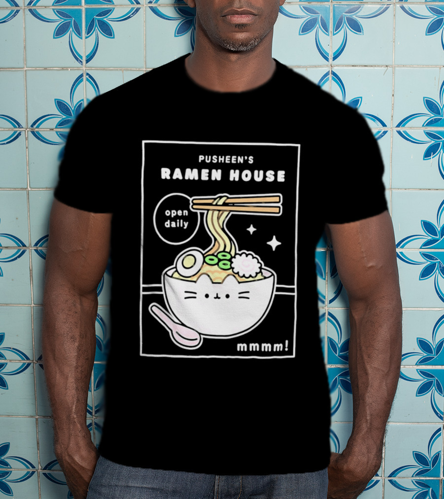 Pusheen's Ramen House Open Daily Noodles Kawaii Mmmm T-Shirt